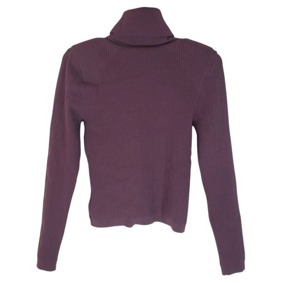 Express Novelty Button Long Sleeve Turtle Neck Pullover Sweater Burgundy Medium - Picture 5 of 14
